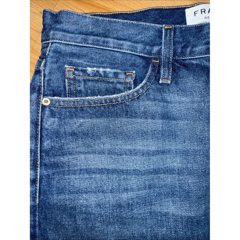 Frame Denim Denim Blue Distressed Denim Mini Skirt Casablanca Size 28 - Picture 4 of 7